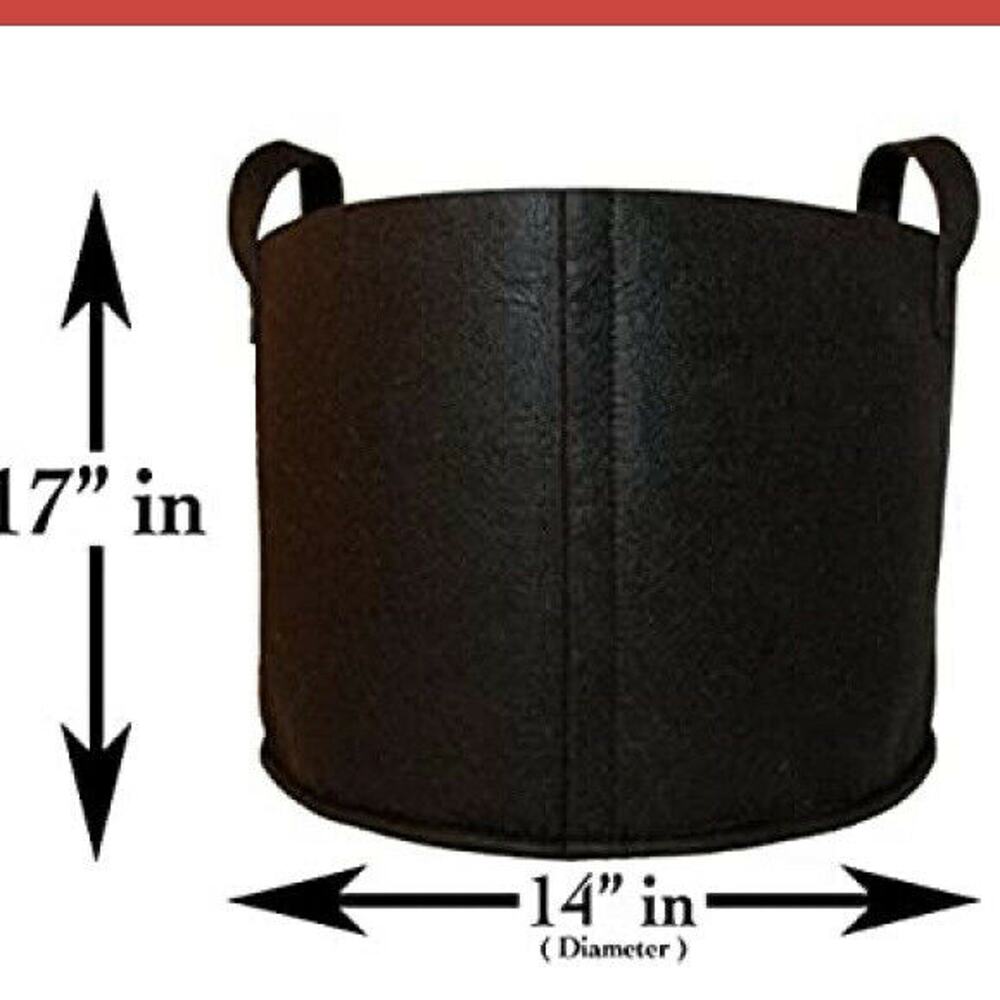 Qik Grow Black Heavy Duty Smart Fabric Breathable Root Grow Bags 15 gal Set of 3